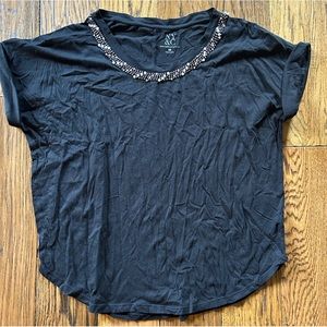 New York & Company Black Jeweled Tshirt